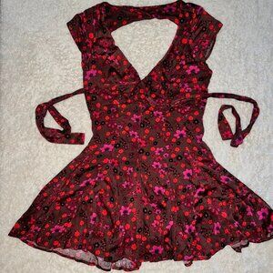 Free People It Takes Two Mini Floral Wrap Dress Size Medium